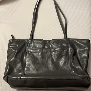 Latico gray leather shoulder bag.